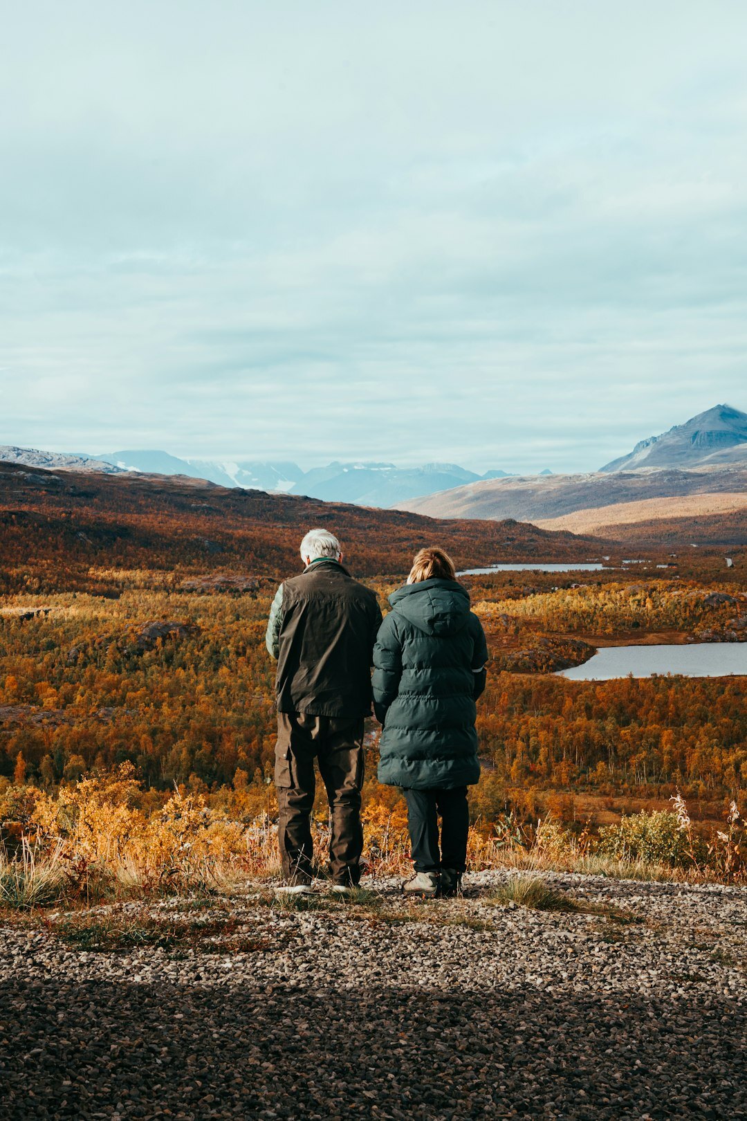 seniors walking in nature