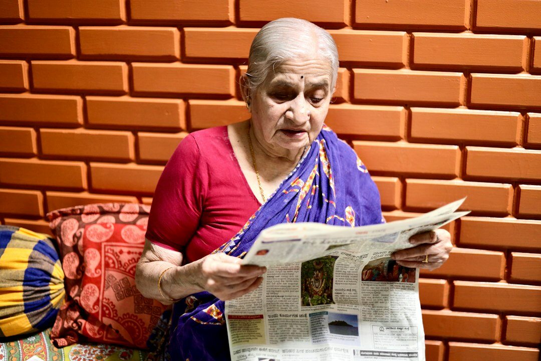 senior woman smiling with hobby