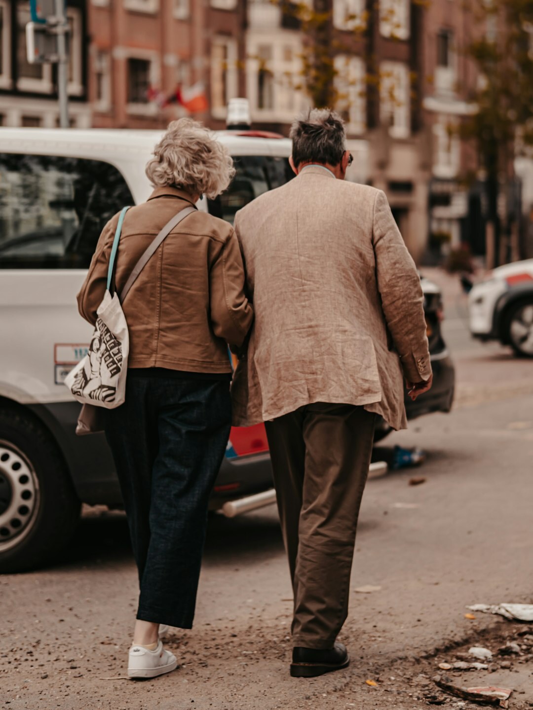 senior couple walking