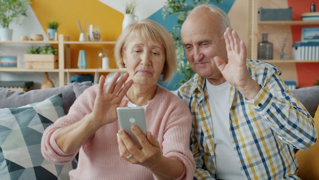 elderly couple video call