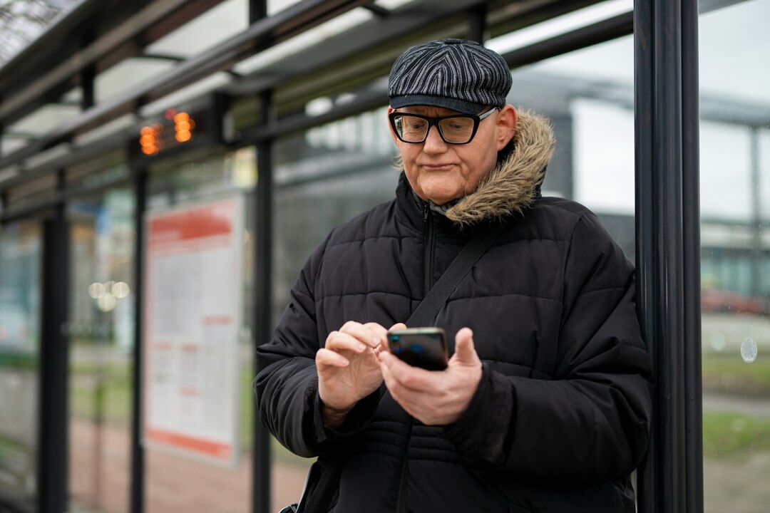 senior using smartphone